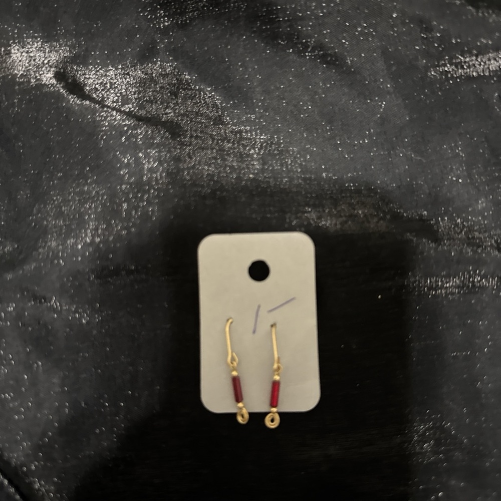 Elegant Gold and Red Dangle Earrings